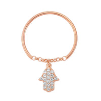 Hamsa Chain Ring in Rose Gold - amoriumjewelry
