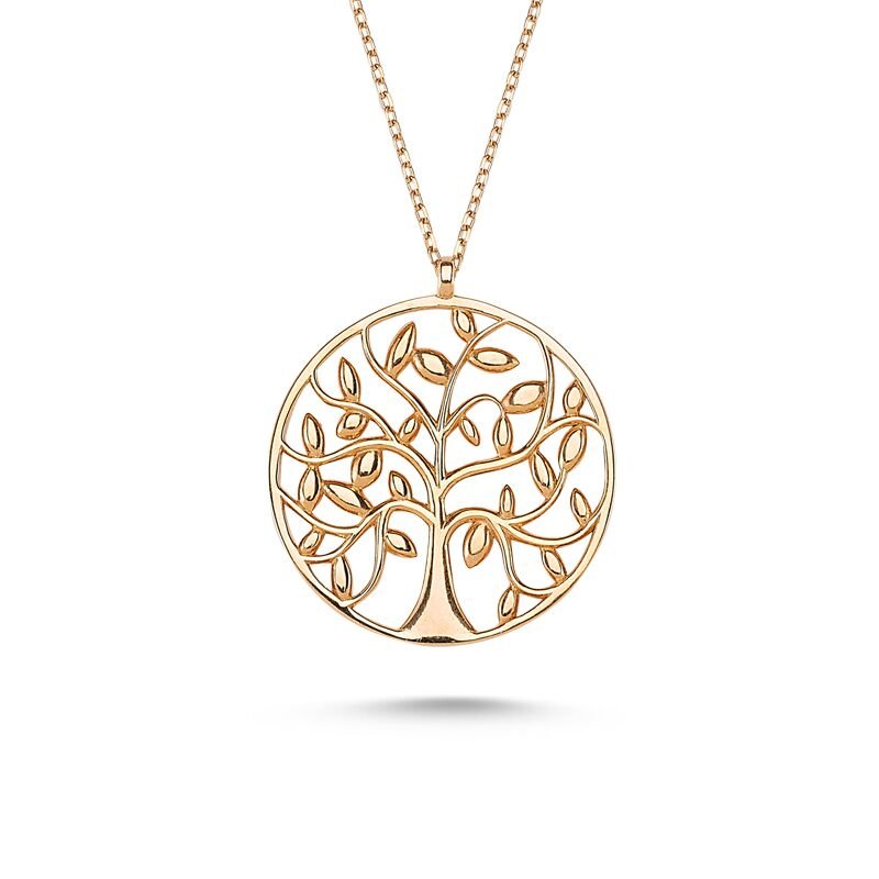 18K 925 Sterling Silver deals Golden Tree of Life Crystal Pendant Necklace