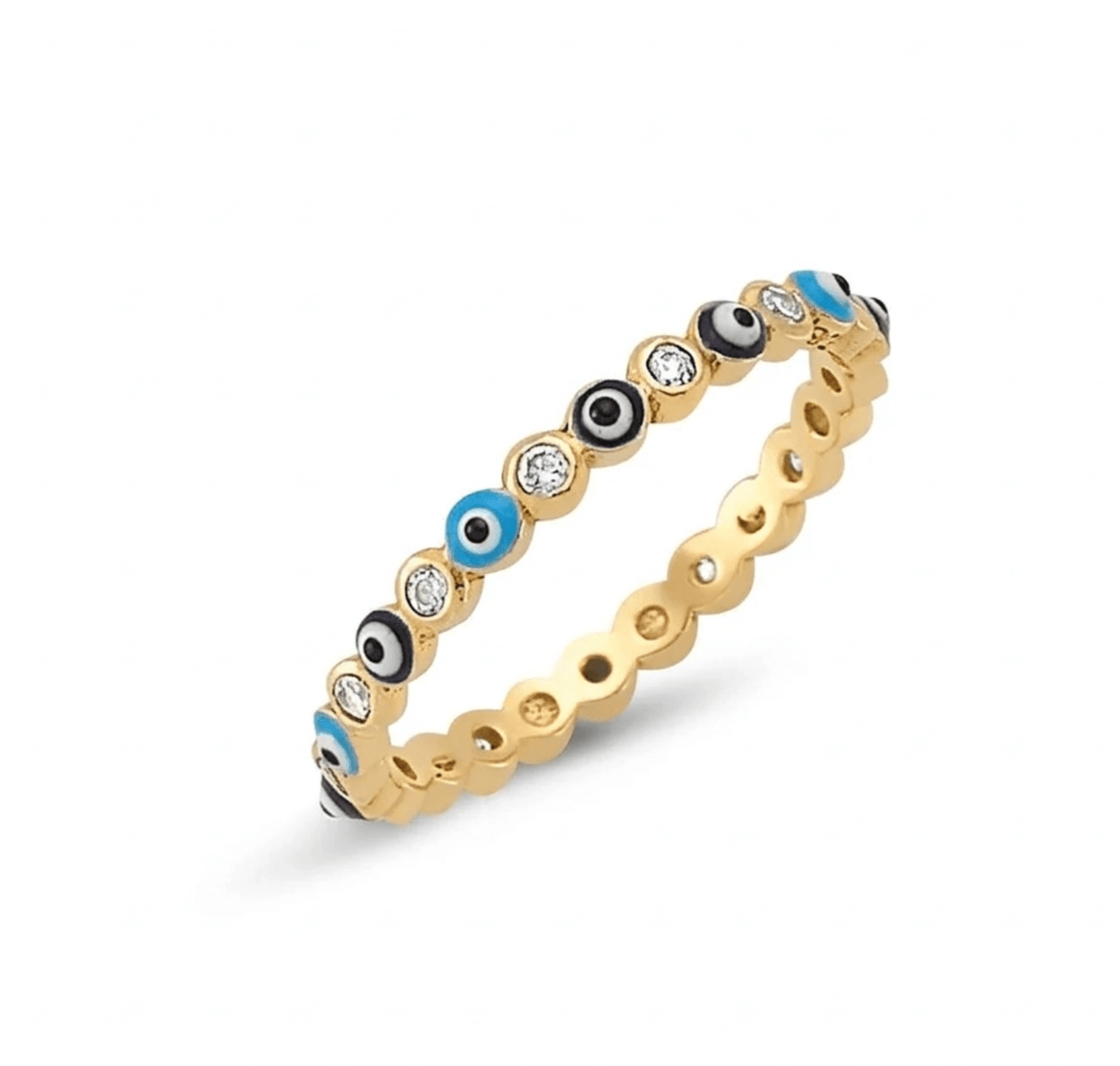 Dainty Evil Eye Ring in Silver with Blue Eye - Amorium Jewelry