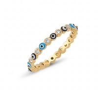 Dainty Evil Eye Ring in Silver with Blue Eye - Amorium Jewelry