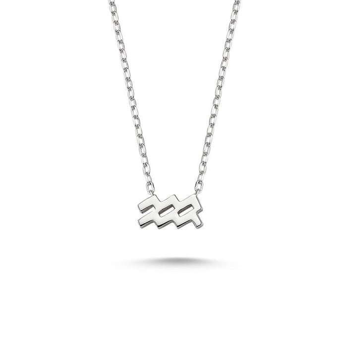 Aquarius Sign Zodiac Silver Necklace - amoriumjewelry