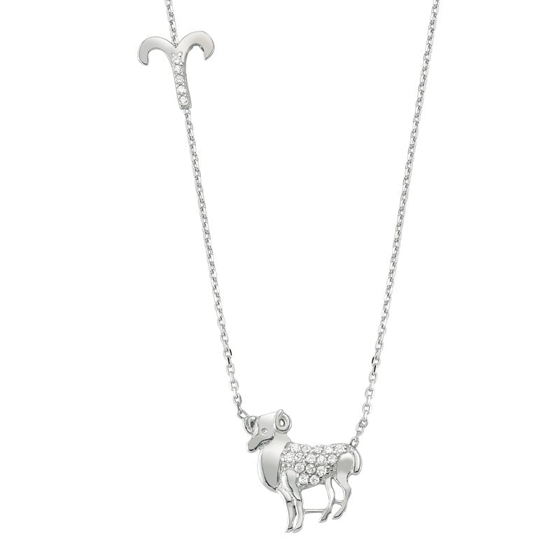 Aries Zodiac Silver Necklace - amoriumjewelry
