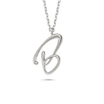 B Letter Mini Initial Silver Necklace - amoriumjewelry