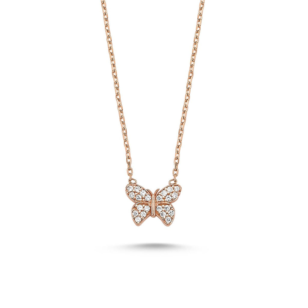 Baby White Butterfly Necklace in rose gold (for ages 2 to 10) - amoriumjewelry