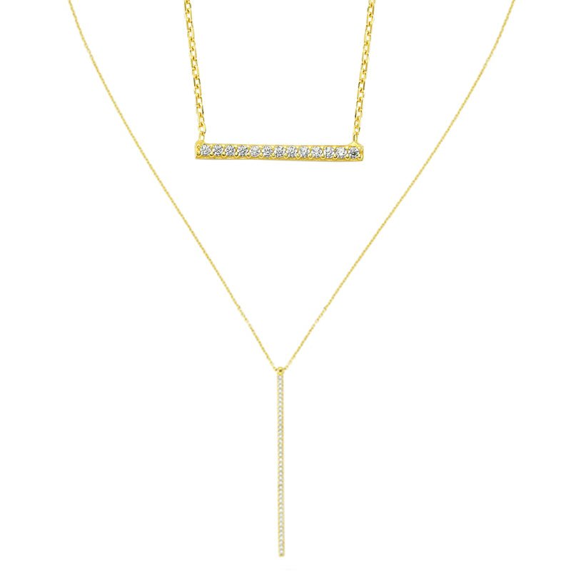 Bar and Line Necklace Set in Gold - amoriumjewelry