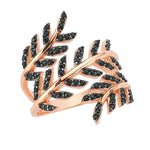 Black 3 Leaves Ring in Rose Gold - amoriumjewelry