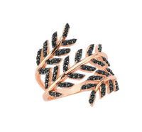 Black 3 Leaves Ring in Rose Gold - amoriumjewelry