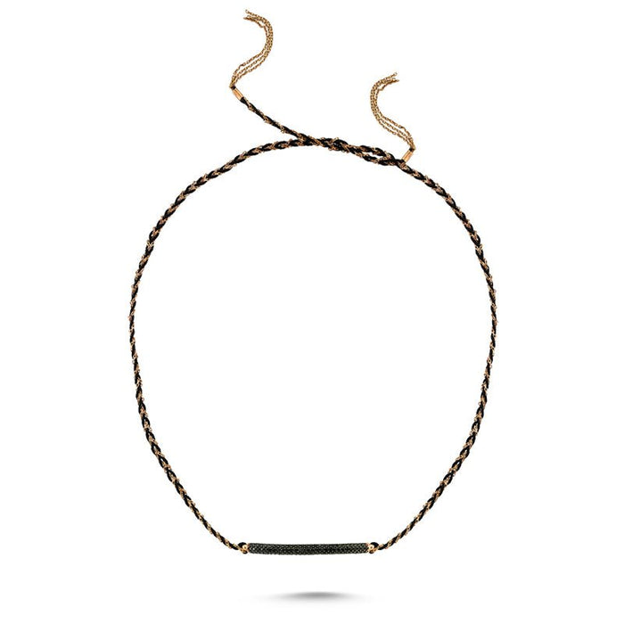 Black Braided Choker in rose gold - amoriumjewelry