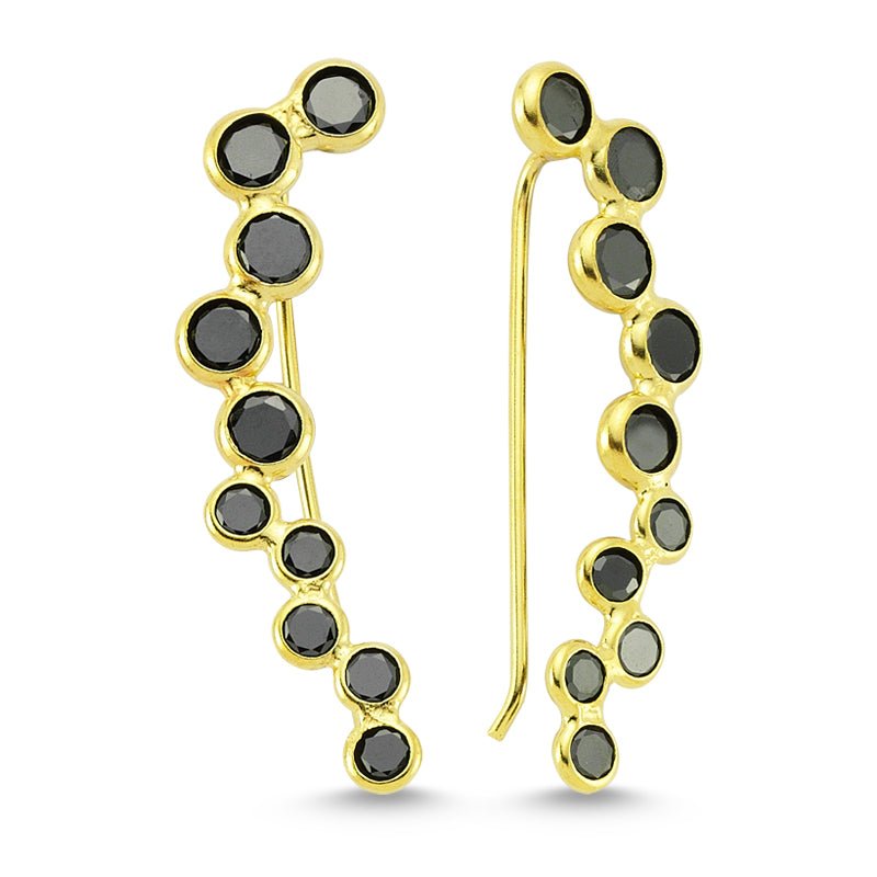 Black Bubble Ear Cuffs in Gold - amoriumjewelry