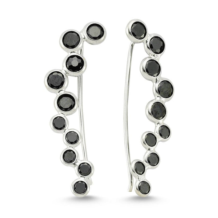 Black Bubble Ear Cuffs in Silver - amoriumjewelry
