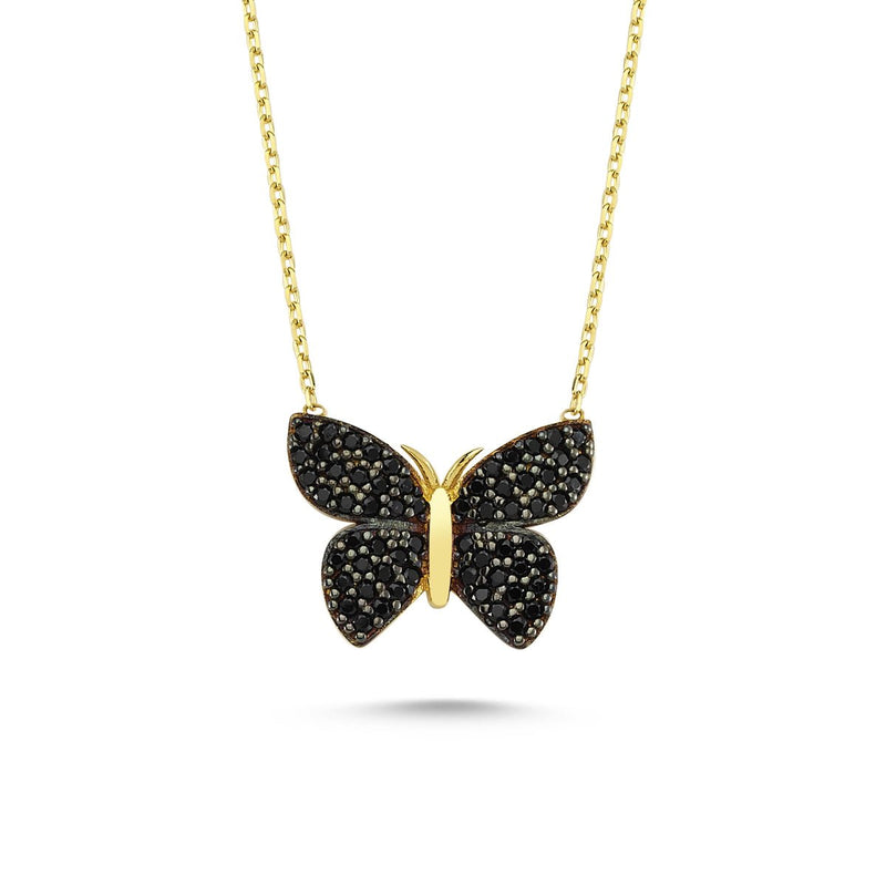 Black Butterfly Necklace in gold - amoriumjewelry