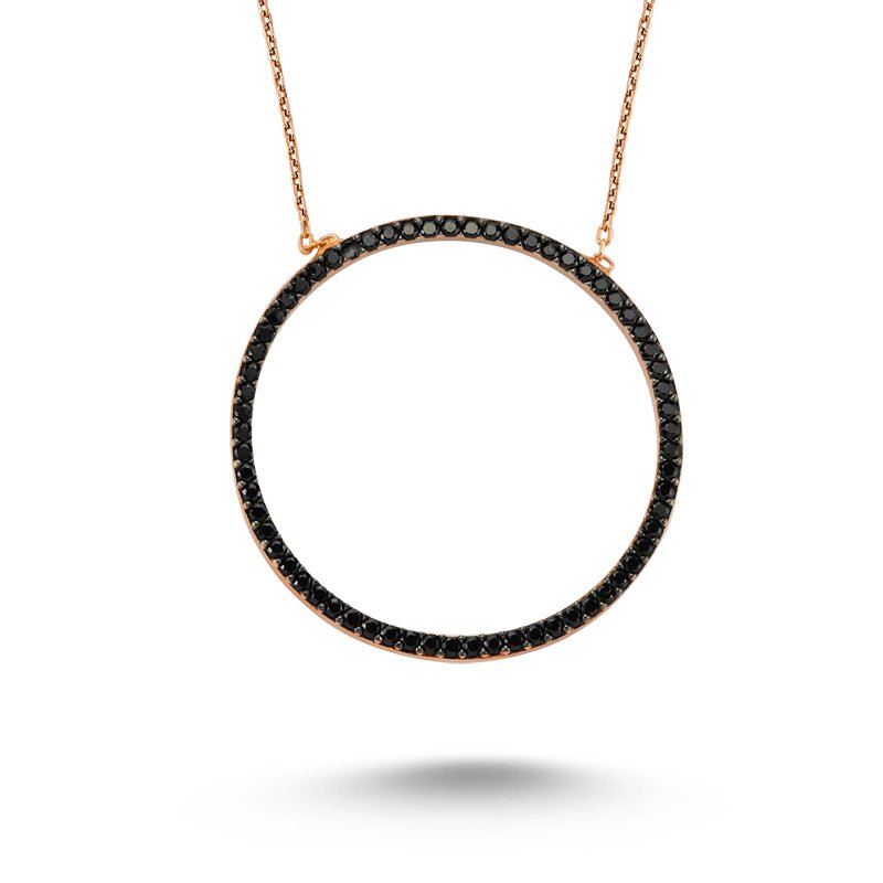 Black Circle Necklace in Rose - amoriumjewelry