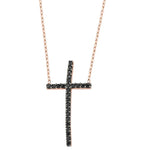 Black Cross Necklace in Rose Gold - amoriumjewelry
