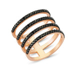 Black Four Lines Ring - amoriumjewelry