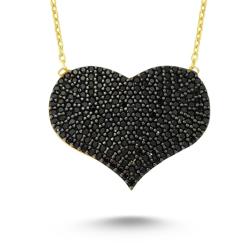 Black Gold Heart Necklace With Diamonds - amoriumjewelry