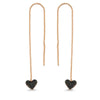 Black Heart Threader Earrings in Rose Gold - amoriumjewelry