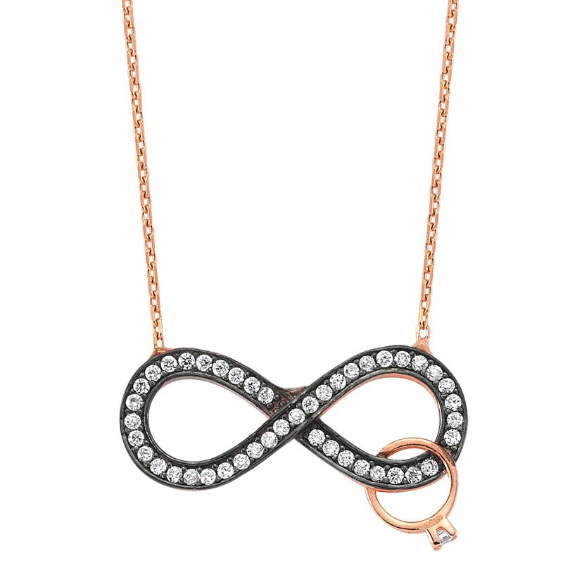 Black Infinity Necklace with diamonds - amoriumjewelry