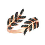 Black Leaves Ring in Rose Gold - amoriumjewelry