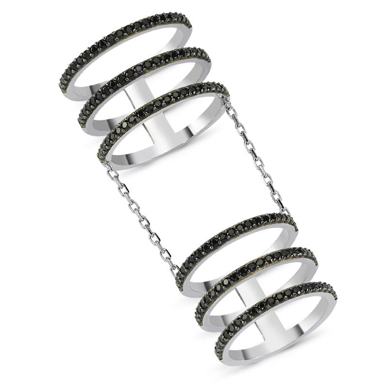 Dainty Six Multi Band Silver Linked & Stacked Ring | Amorium Jewelry