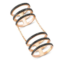 Black Six Lines Ring in Rose Gold - amoriumjewelry