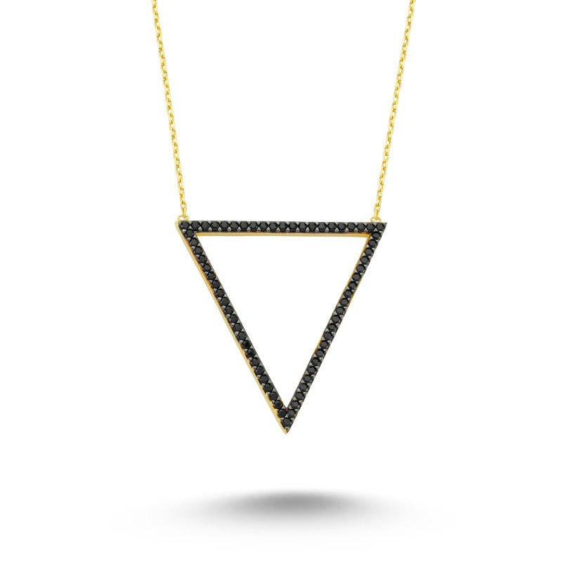 Black Triangle Necklace in Gold - amoriumjewelry