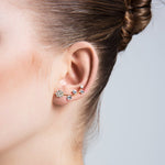 Brass Diamond Flower Ear Cuff Earrings - amoriumjewelry