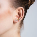 Brass Flower and Leaf Ear Cuff Earrings - amoriumjewelry