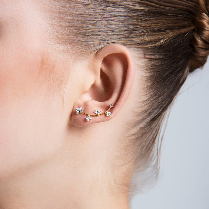 Brass Square Ear Cuff Earrings - amoriumjewelry
