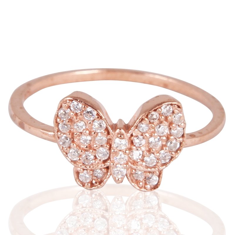 Butterfly Stone Ring in rose gold - amoriumjewelry