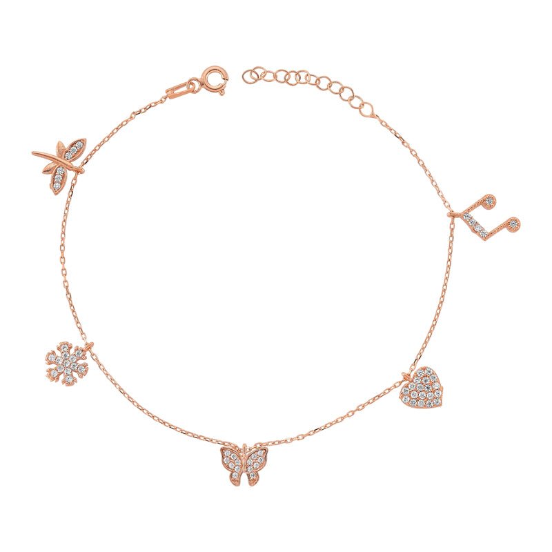 Charms Bracelet in Rose Gold - amoriumjewelry