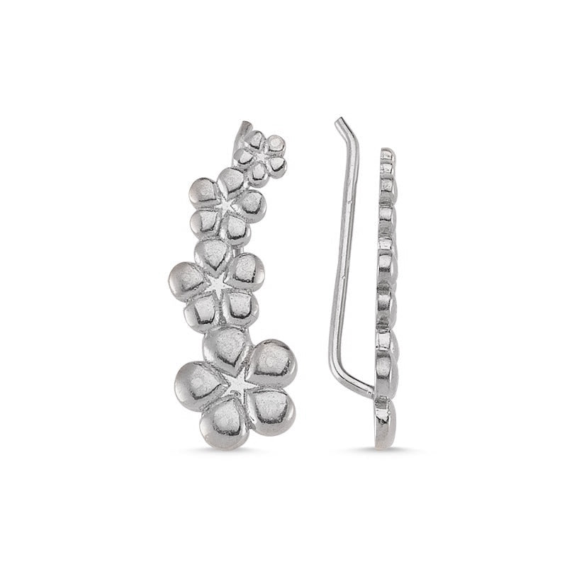 Cherry Blossom Silver Ear Cuffs & Climber Earrings - amoriumjewelry