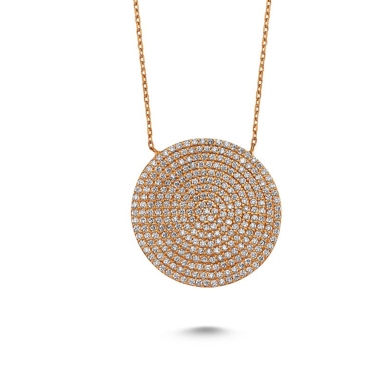 Circle Disk Necklace in Rose Gold - amoriumjewelry