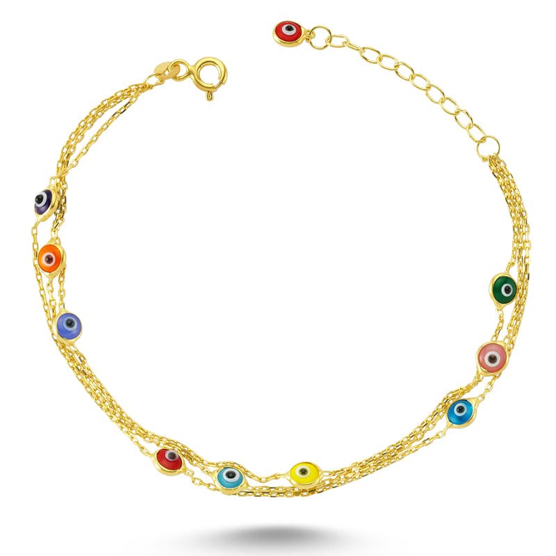 Colorful Evil Eye Bracelet in gold - amoriumjewelry