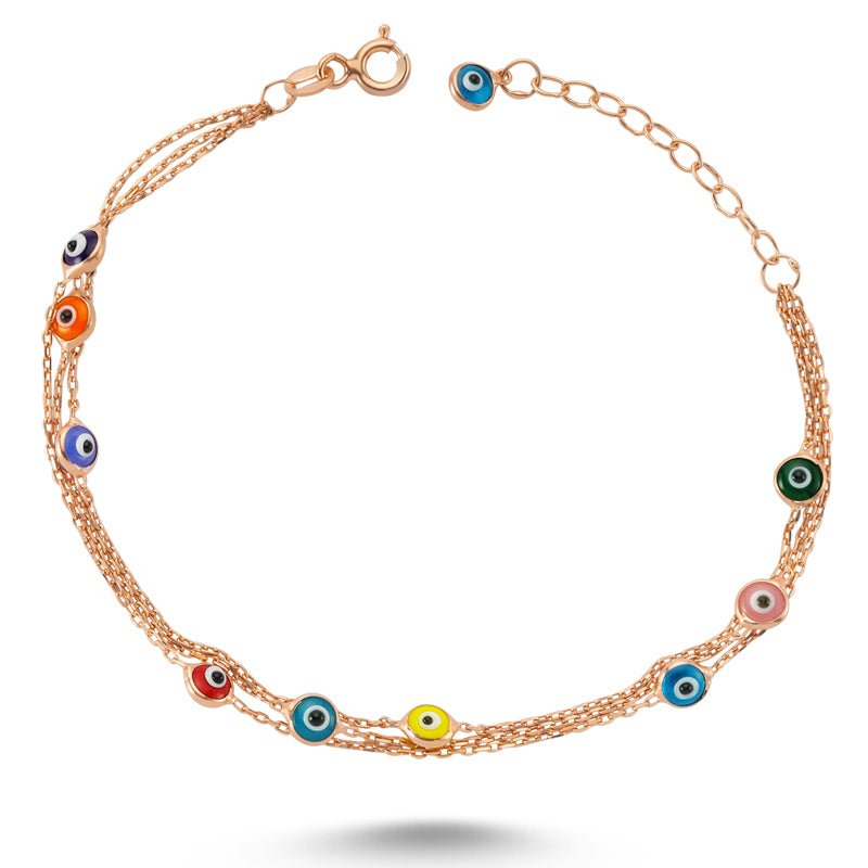 Colorful Evil Eye Bracelet in rose gold - amoriumjewelry