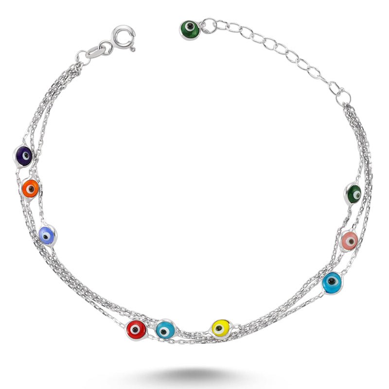 Colorful Evil Eye Bracelet in silver - amoriumjewelry