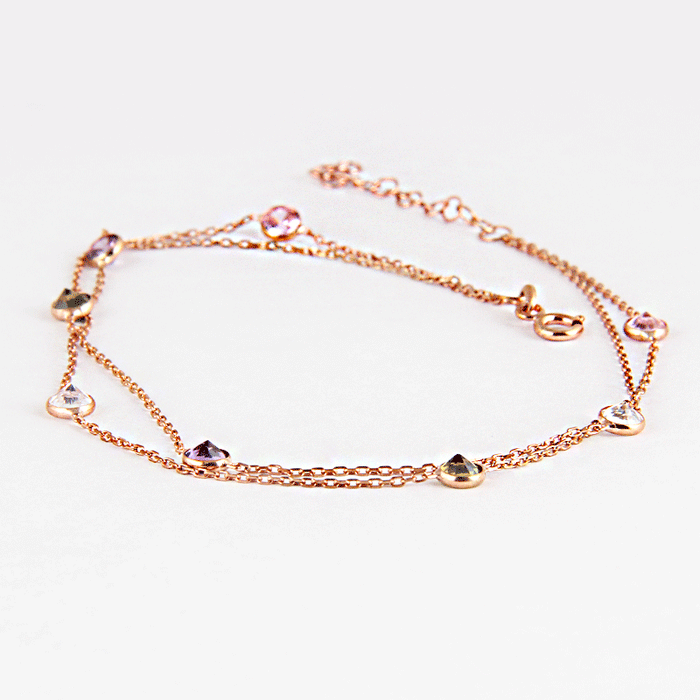 Colorful Mimosa Anklet in Rose Gold - amoriumjewelry