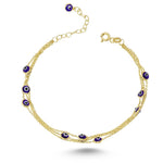 Dark Blue Evil Eye Bracelet in gold - amoriumjewelry