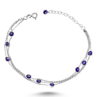 Dark Blue Evil Eye Bracelet in silver - amoriumjewelry