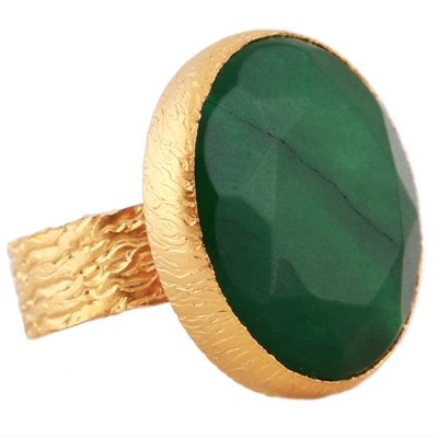 Dark Green Jade Ring in Gold - amoriumjewelry