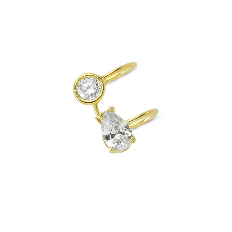 Diamond Bezel Ear Cuff in Gold - amoriumjewelry