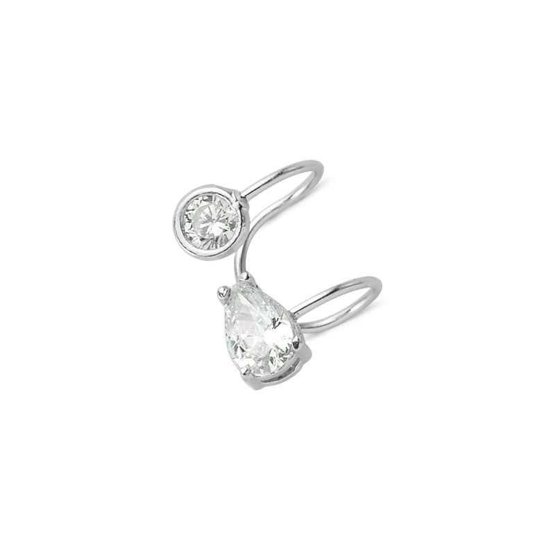 Diamond Bezel Ear Cuff in Silver - amoriumjewelry