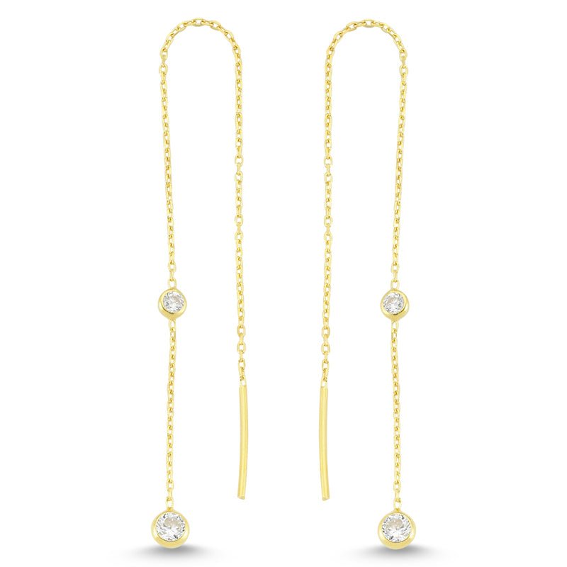Diamond Ear Threaders in Gold - amoriumjewelry
