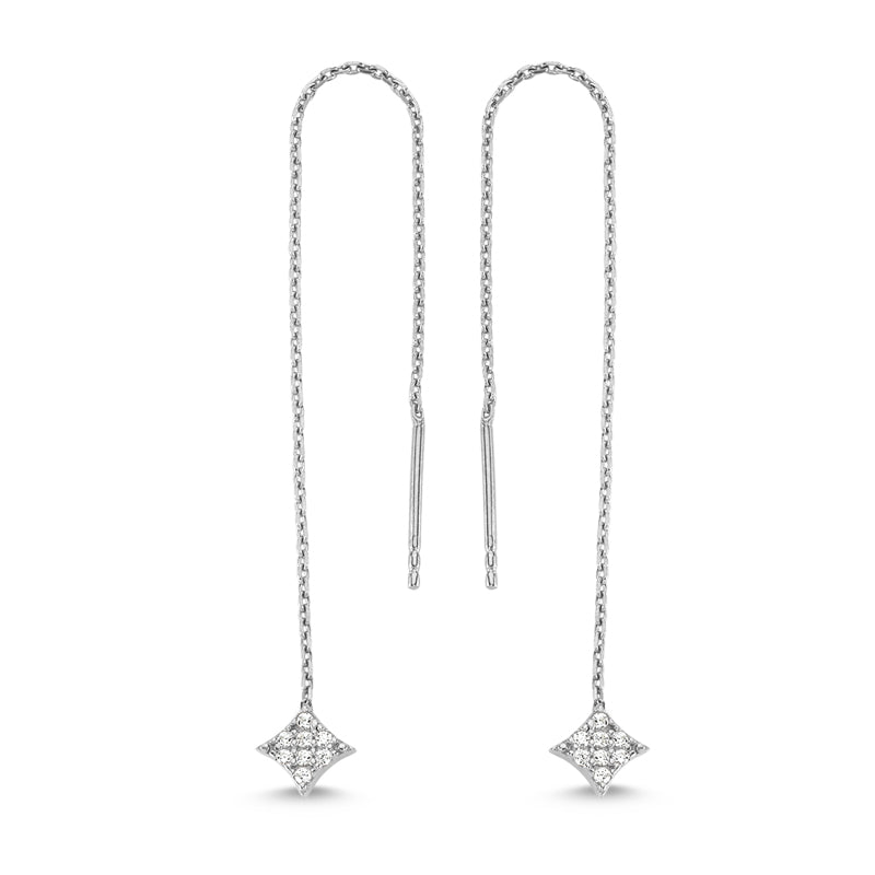 Diamond Shaped Threader Earrings in Silver - amoriumjewelry