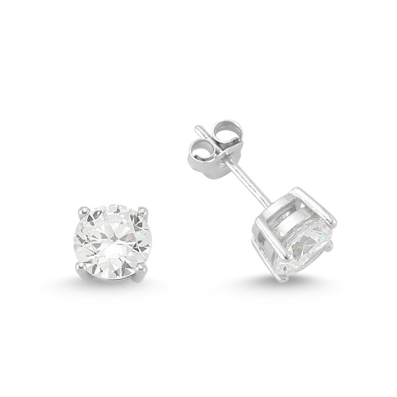 Diamond Stud Earrings in Silver - amoriumjewelry
