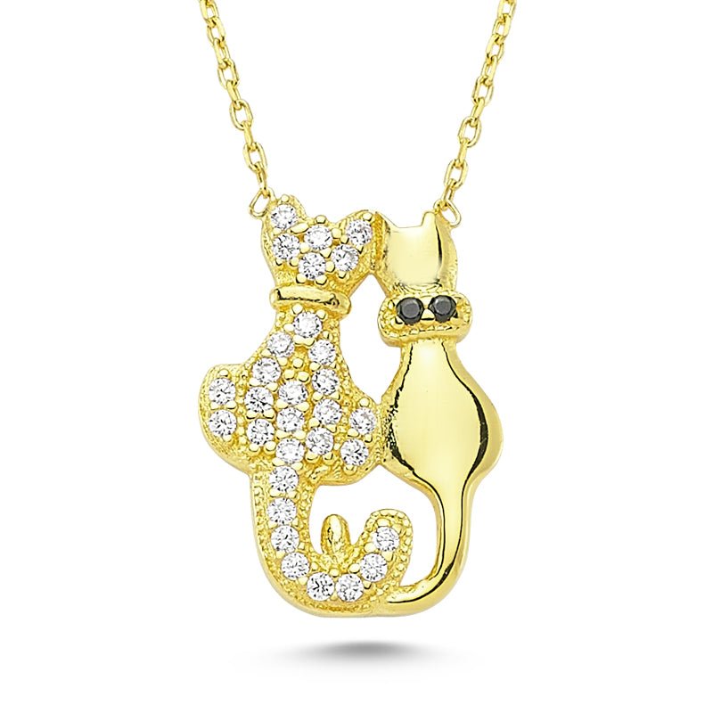 Double Cat Necklace in Gold - amoriumjewelry