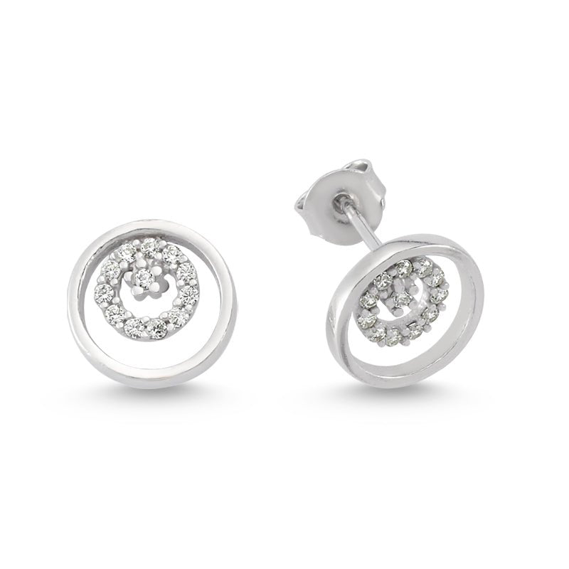Double Circle Stud Earrings in Silver - amoriumjewelry