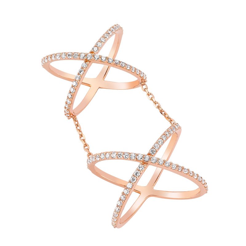 Double X Statement Ring in Rose Gold - amoriumjewelry