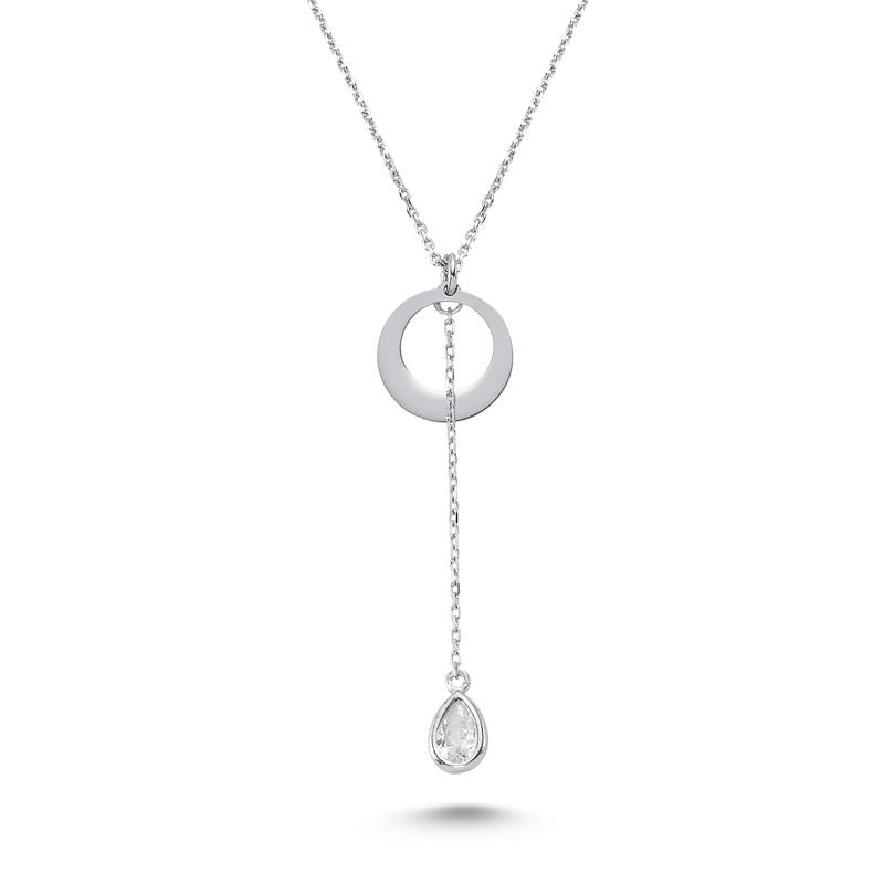 Drop and Circle Necklace in Silver - amoriumjewelry