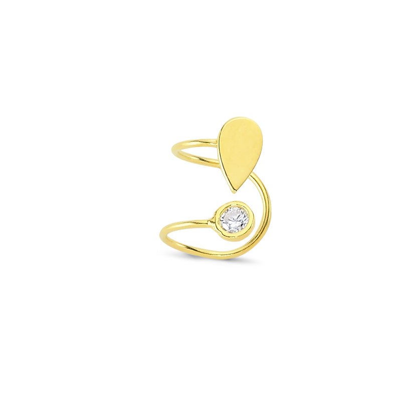 Drop Bezel Ear Cuff Earring in Gold - amoriumjewelry