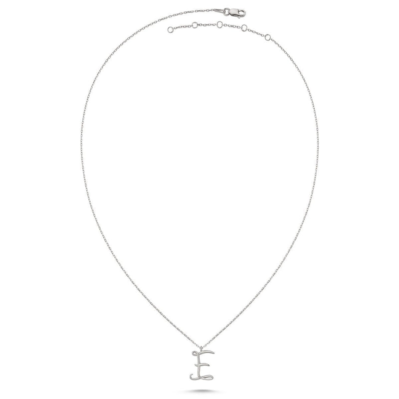 E Letter Mini Initial Silver Necklace - amoriumjewelry